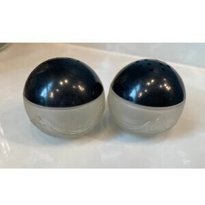 Vintage Retro Round  Black and Clear Salt & Pepper Shakers